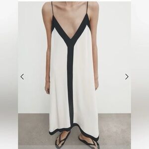 Massimo Dutti Black and Cream Slip Dress